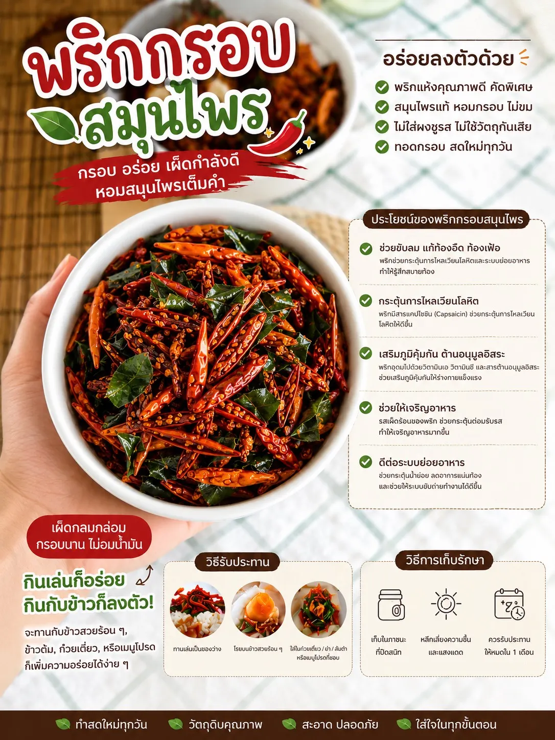 พริกกรอบสมุนไพรสูตรโรงงานรับผลิตน้ำพริก Oemfoods